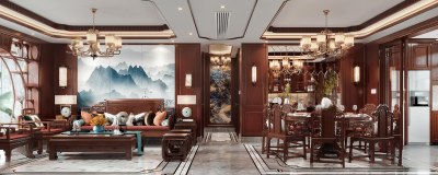 中式客餐厅3D模型下载